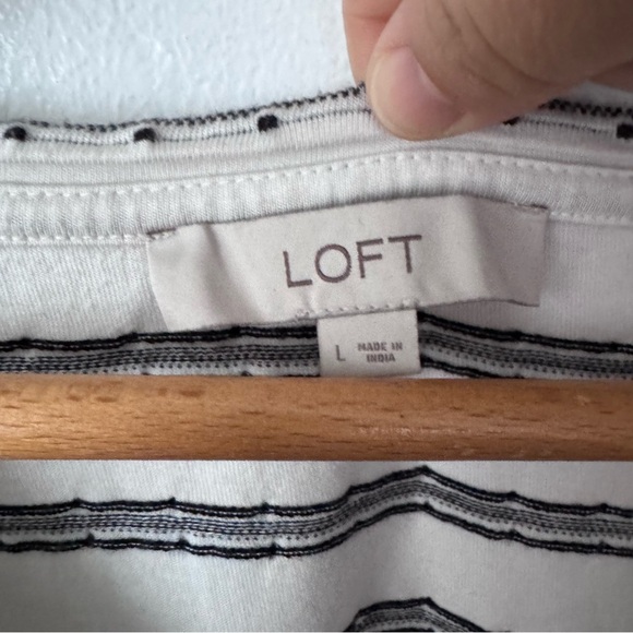 Loft white with black lines and dots v neck shirt dress Size Large - Picture 3 of 6